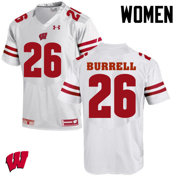Wisconsin Badgers Women's #26 Eric Burrell NCAA Under Armour Authentic White College Stitched Football Jersey WI40W43IN